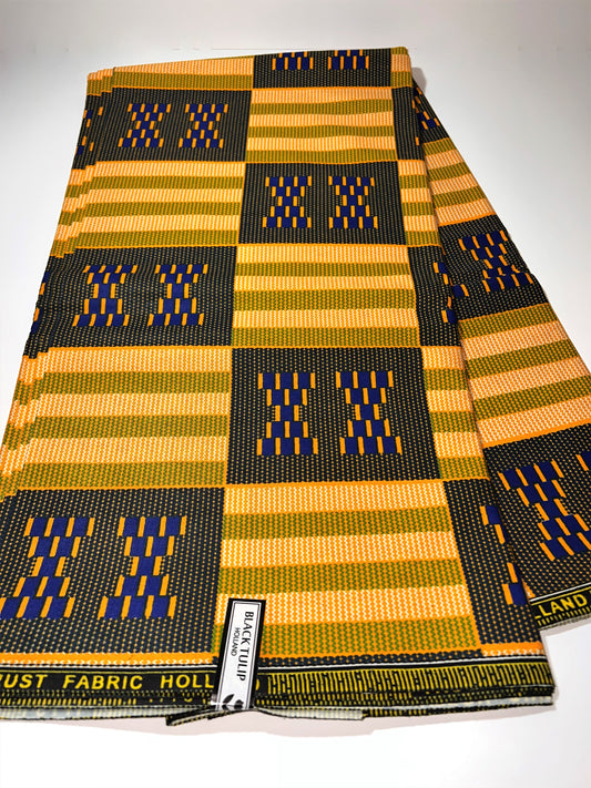 Yellow & Navy Blue Rectangle Fabric