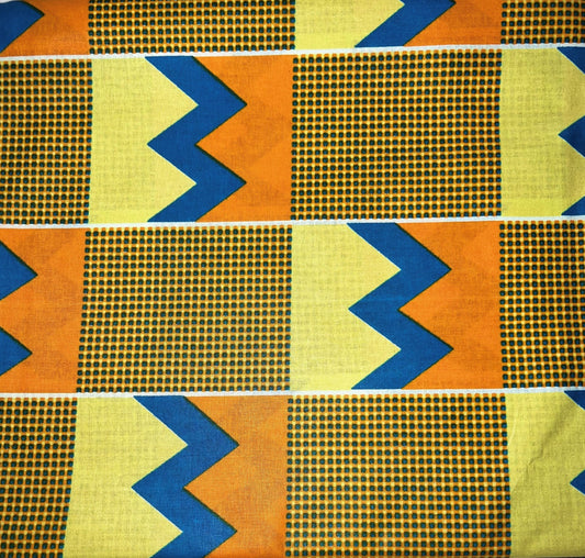 Yellow Rectangle Fabric with Orange and Blue W's