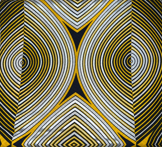 Black, Silver, and Yellow Hypnotic Fabric