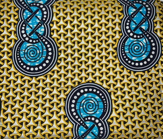 Metallic Yellow & Blue Link Fabric