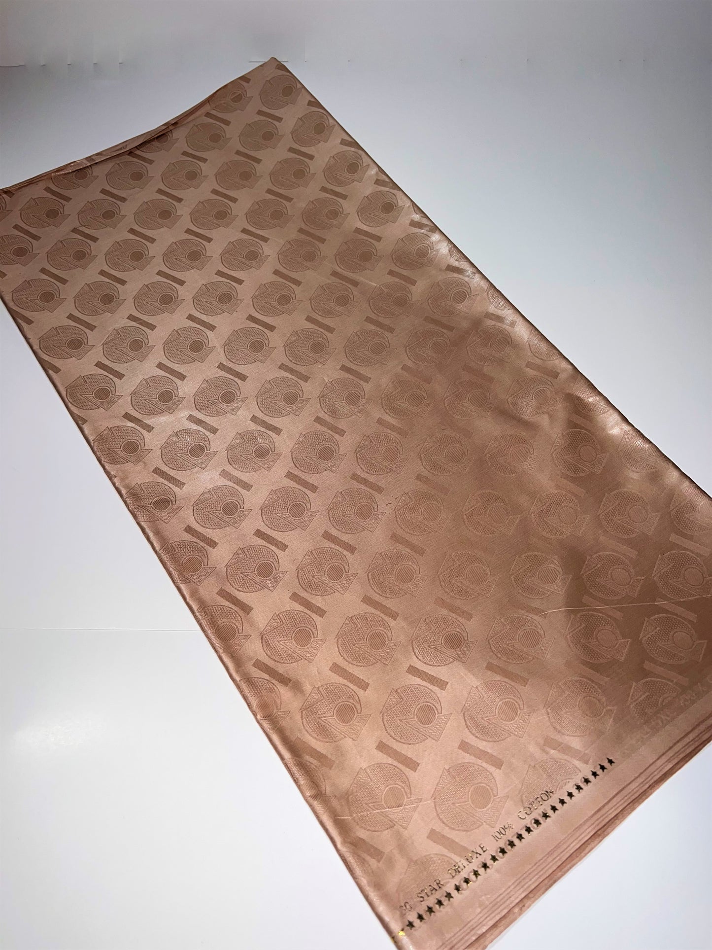 Tan Brocade Specialty Fabric with Circle & Triangle Print Design