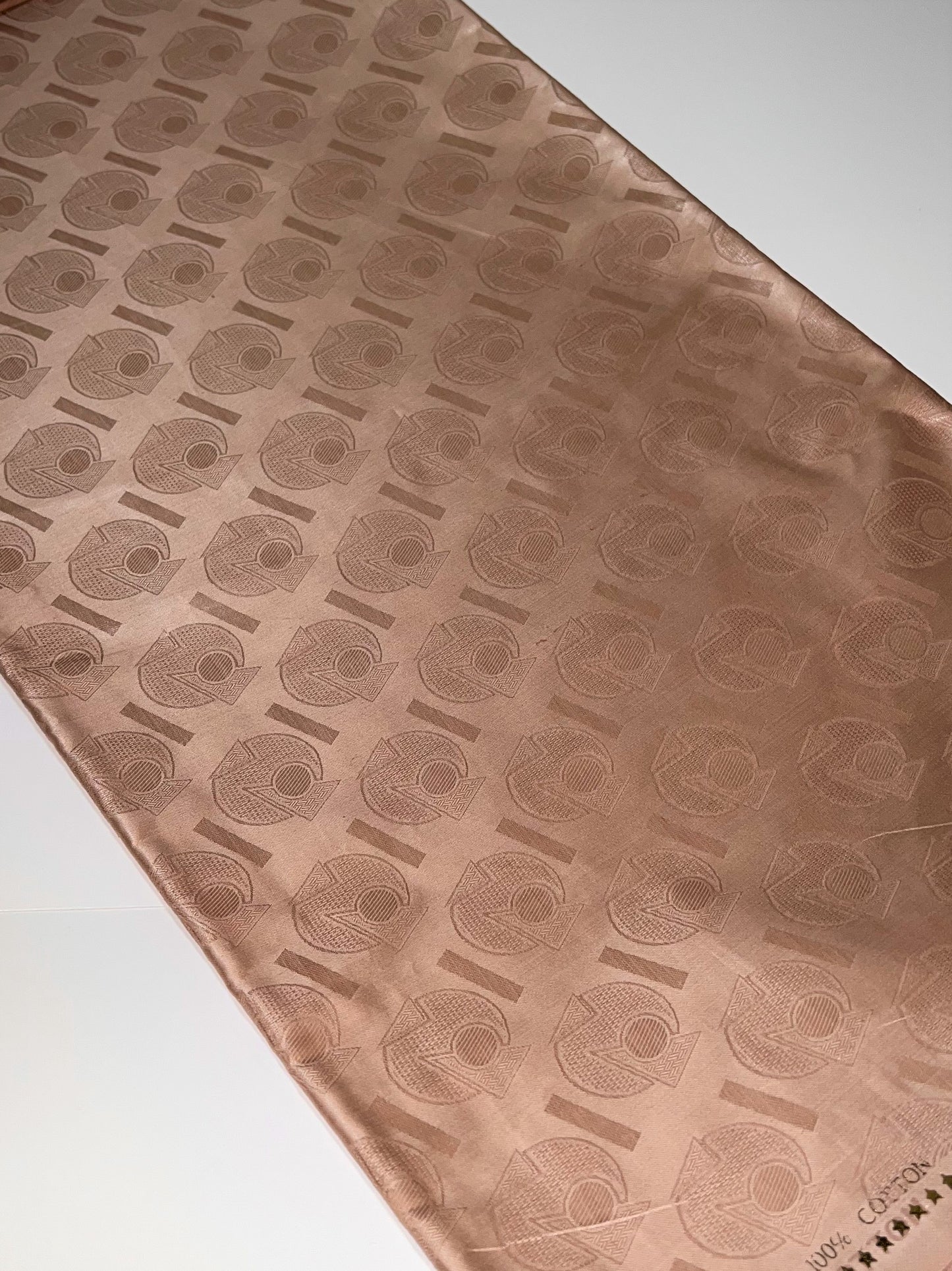 Tan Brocade Specialty Fabric with Circle & Triangle Print Design