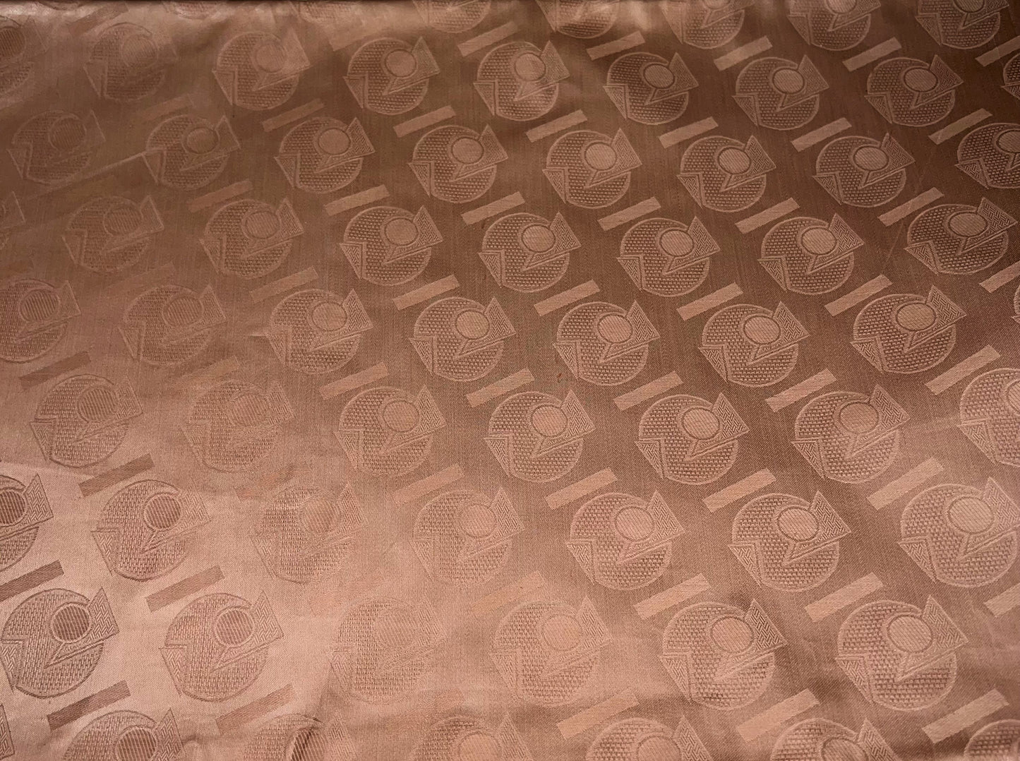 Tan Brocade Specialty Fabric with Circle & Triangle Print Design