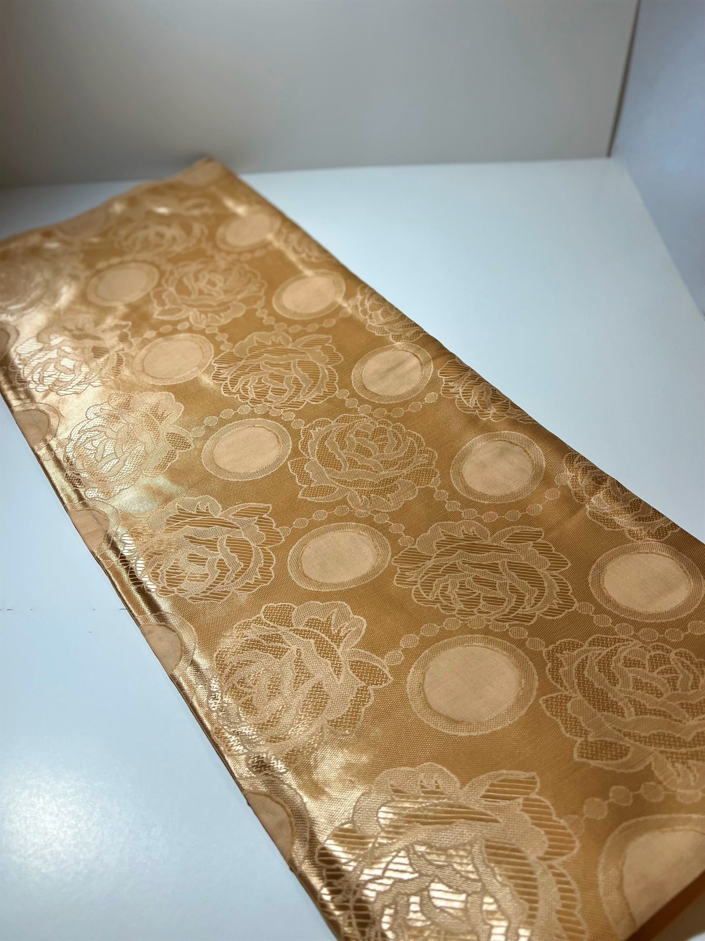 Golden-Tan Rose Printed Specialty Jacquard Fabric