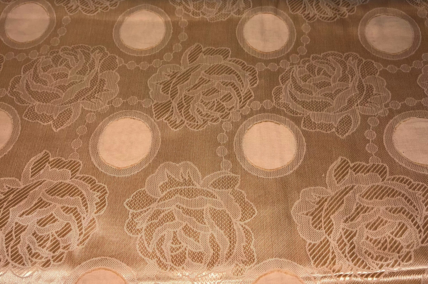 Golden-Tan Rose Printed Specialty Jacquard Fabric