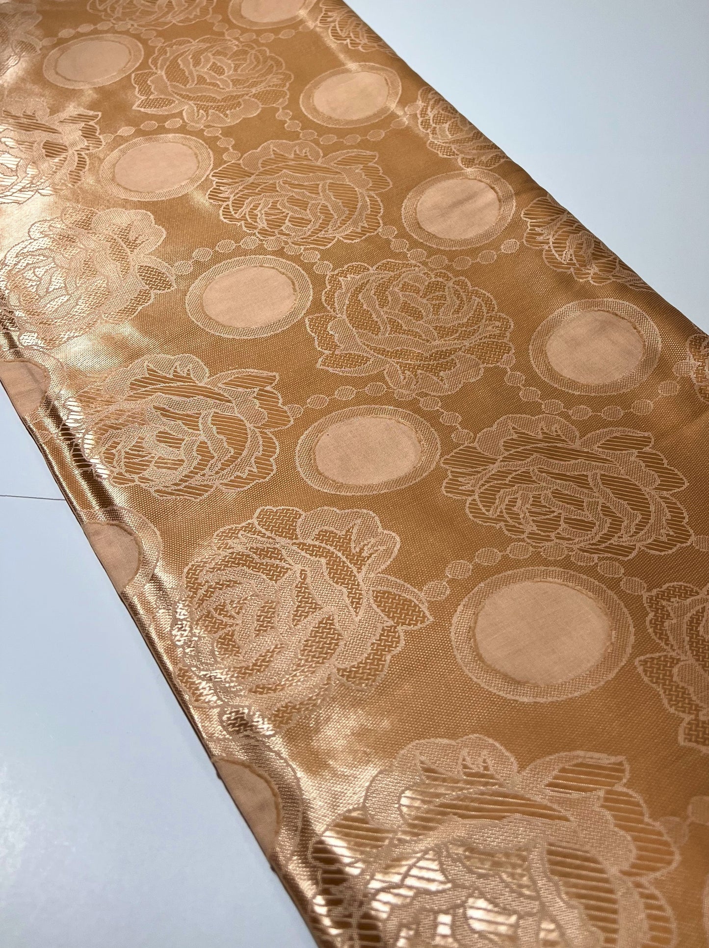 Golden-Tan Rose Printed Specialty Jacquard Fabric