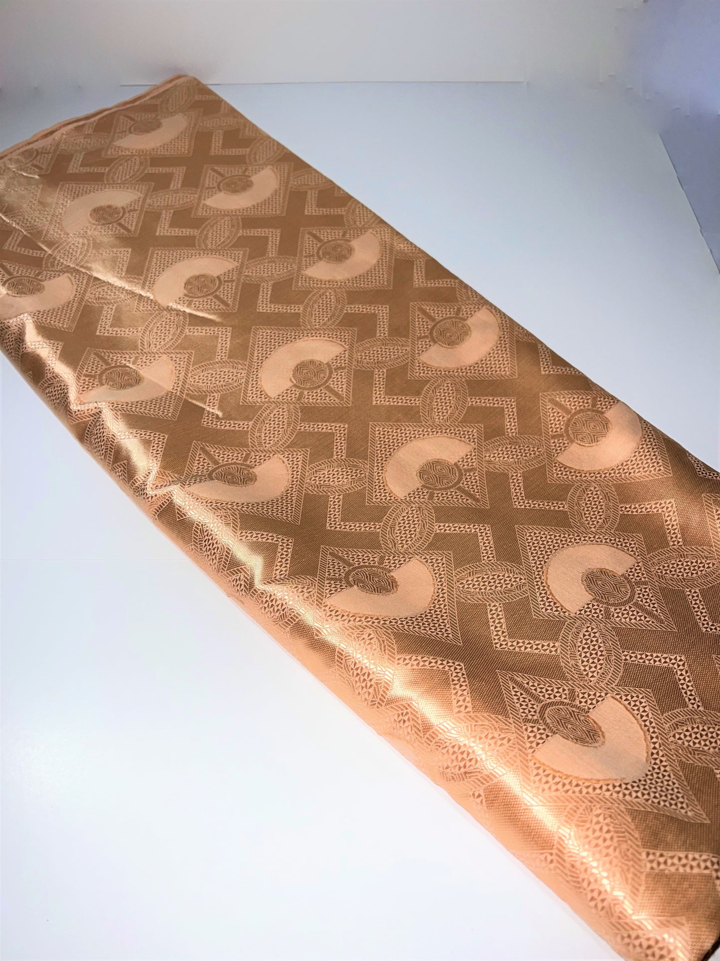 Golden-Tan Half-Circle Printed Specialty Jacquard Fabric