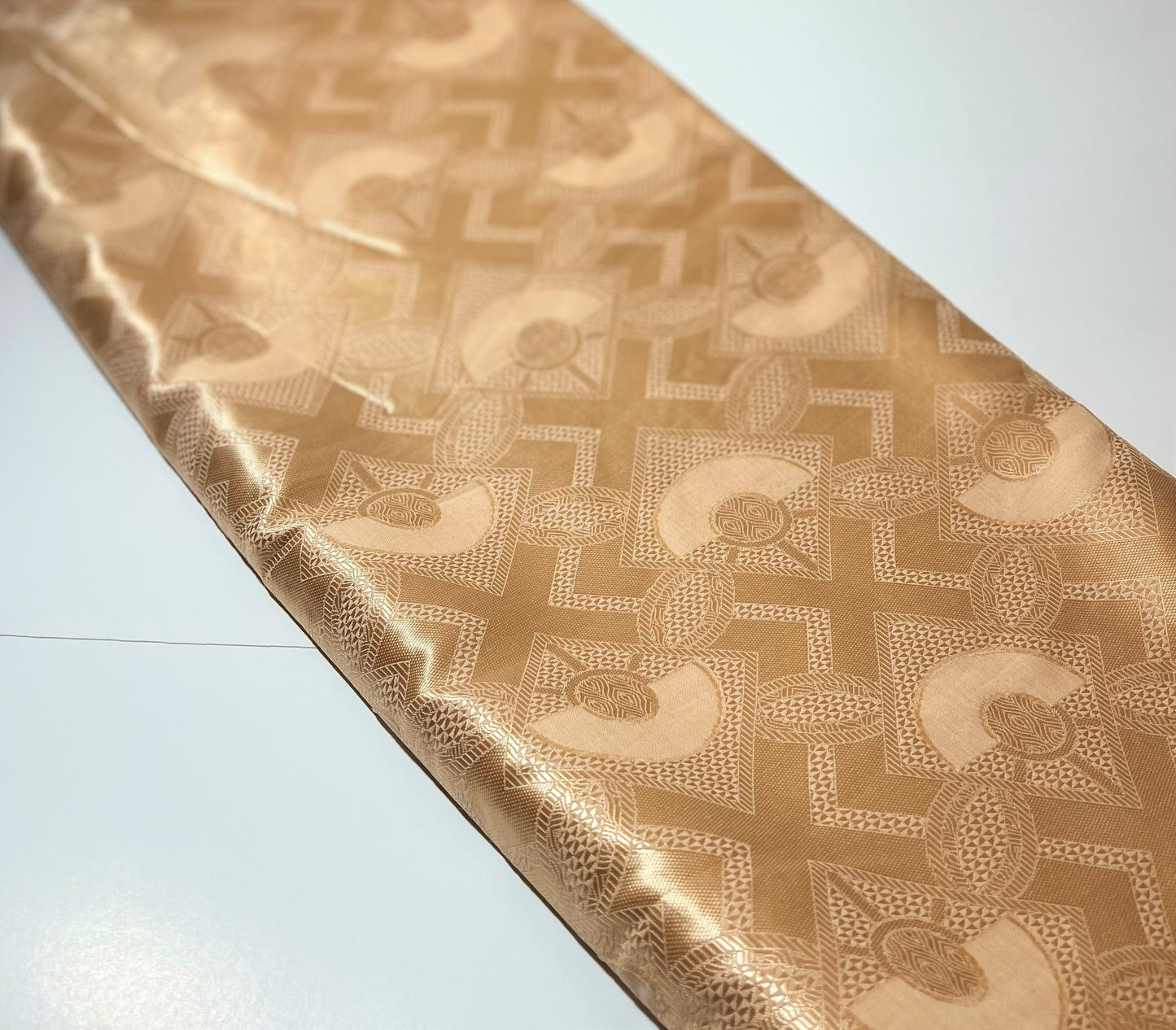 Golden-Tan Half-Circle Printed Specialty Jacquard Fabric