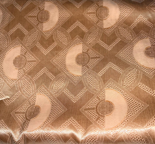 Golden-Tan Half-Circle Printed Specialty Jacquard Fabric