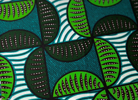 Blue & Green Half-Circles Fabric