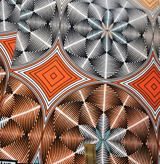 Blue & Orange Kaleidoscope Fabric