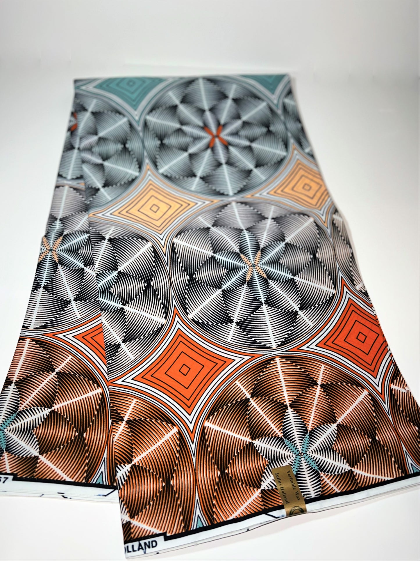 Blue & Orange Kaleidoscope Fabric