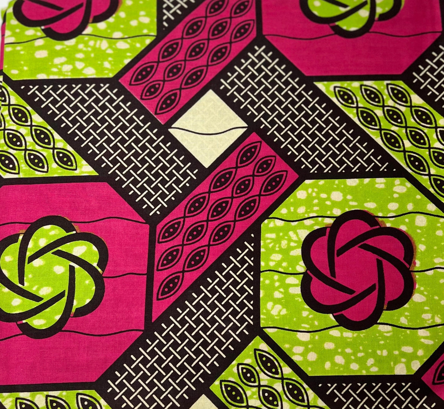 Green, Magenta, & Black Patterned Fabric