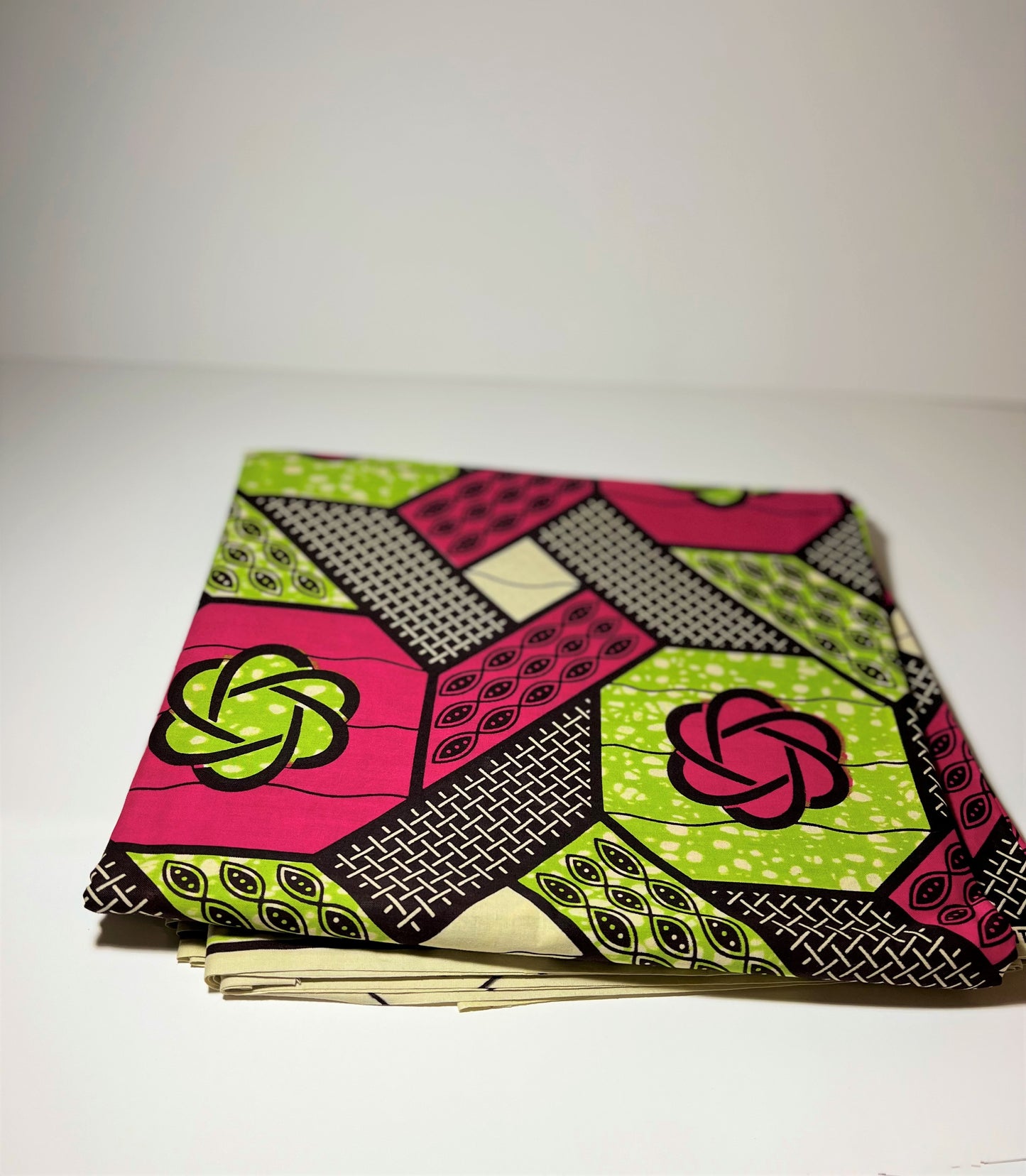 Green, Magenta, & Black Patterned Fabric