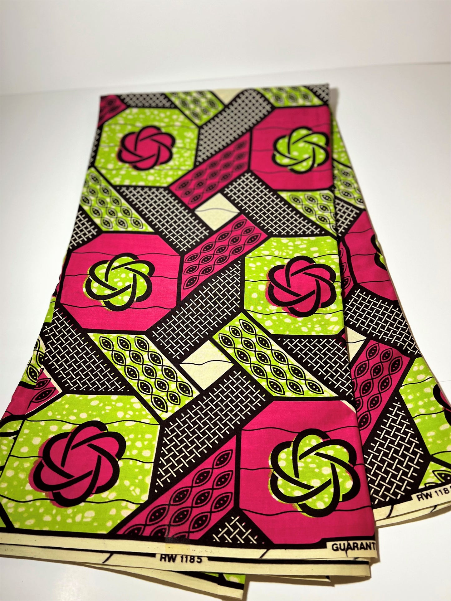 Green, Magenta, & Black Patterned Fabric