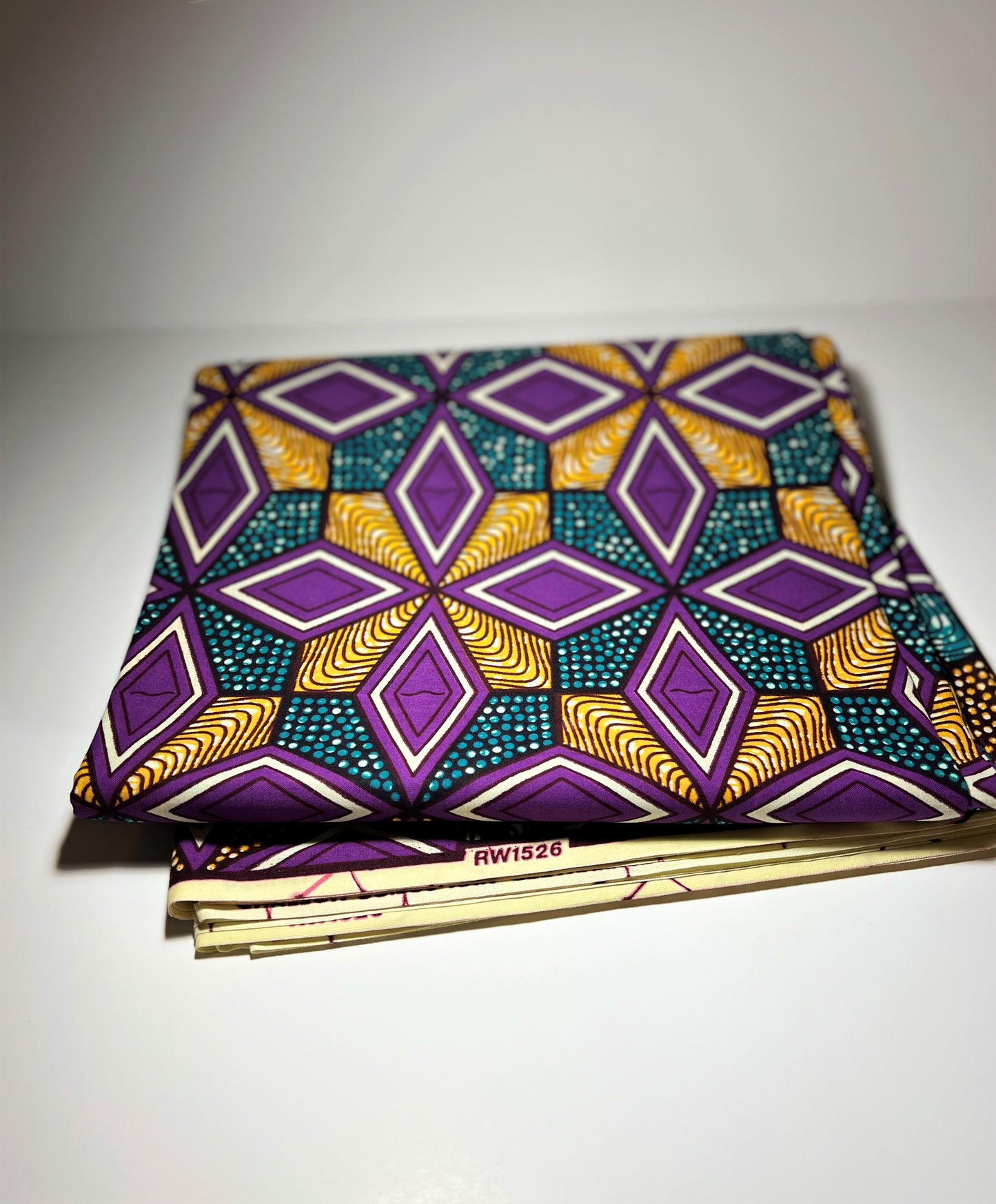 Gold & Turquoise Square Fabric with Purple Diamonds