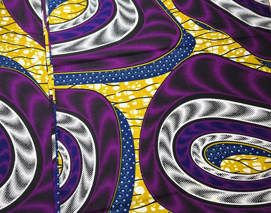 Purple Rings with Gold & Blue accents Fabric