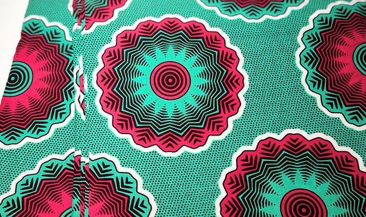 Turquoise & Pink Flowered Fabric