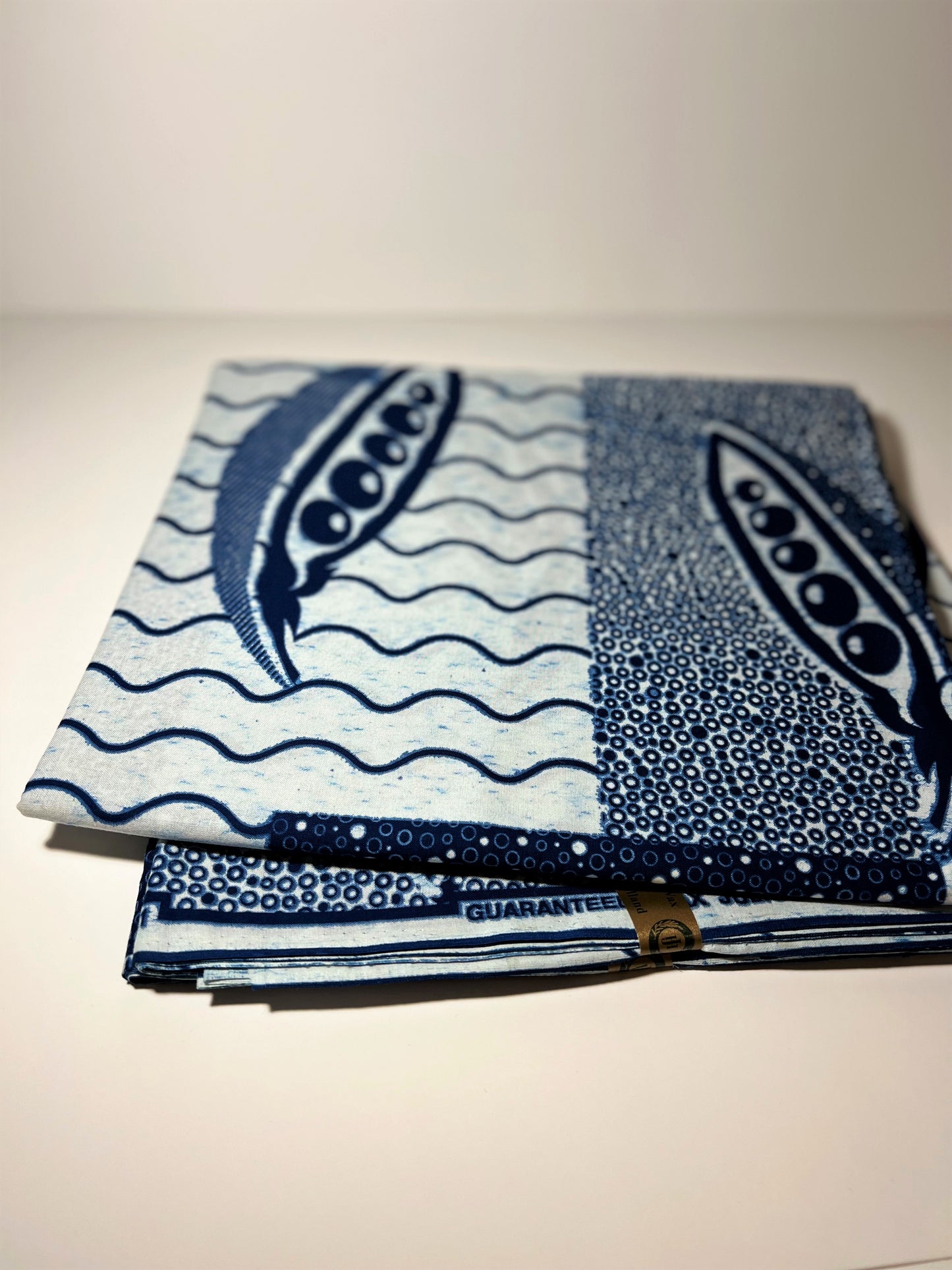 White & Navy Pea Fabric