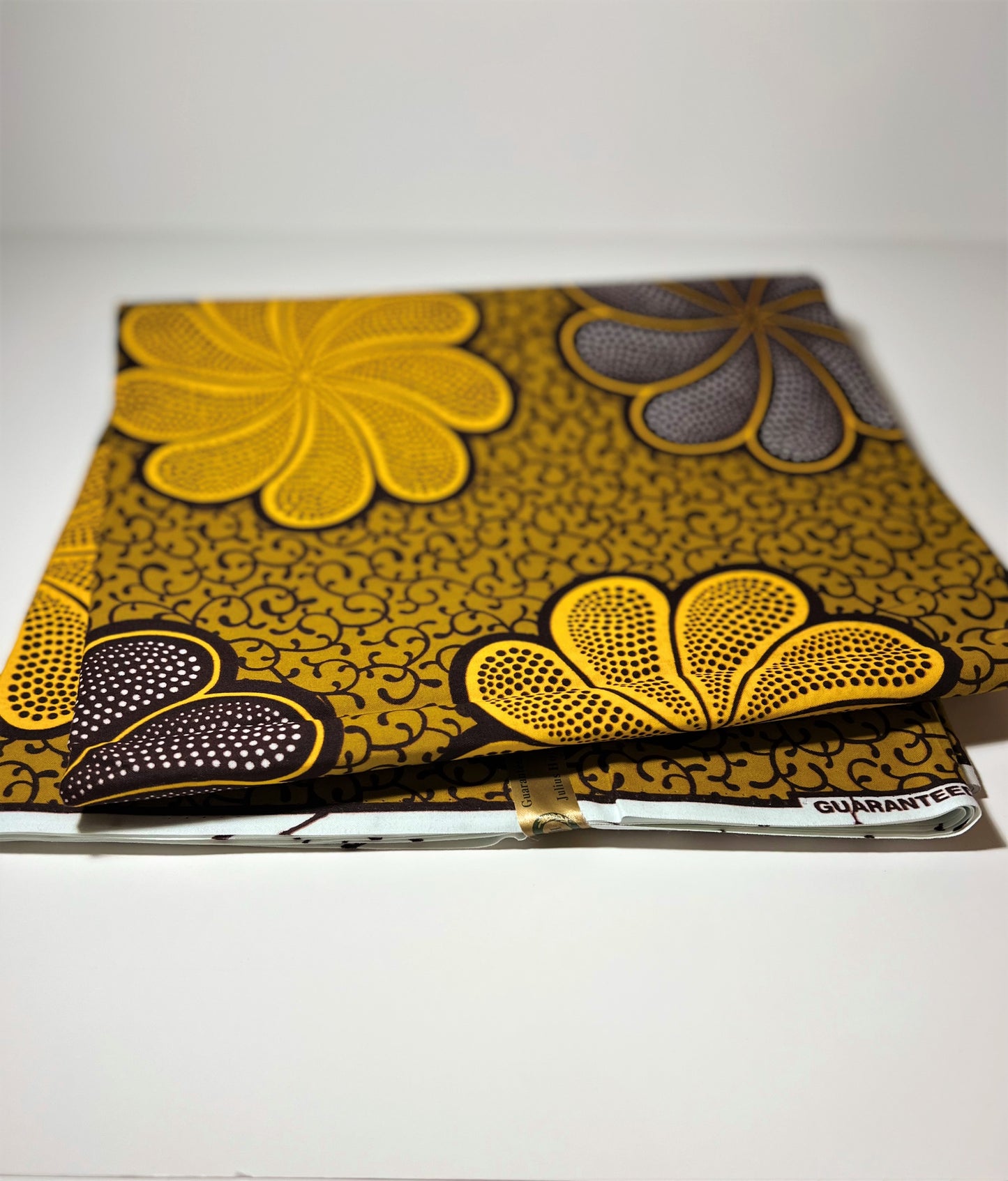 Yellow & Brown Abstract Flower Fabric