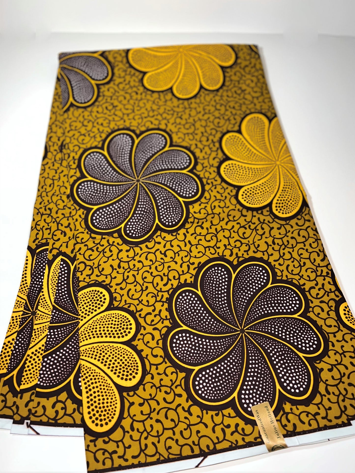 Yellow & Brown Abstract Flower Fabric